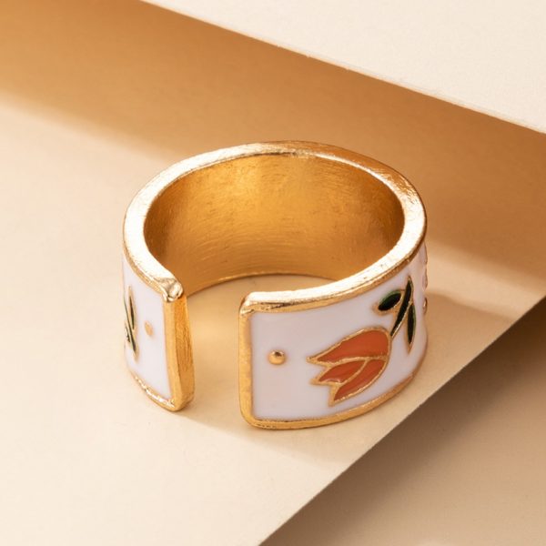 Anillo De Flor De Naranja Con Ribete Dorado - Imagen 3