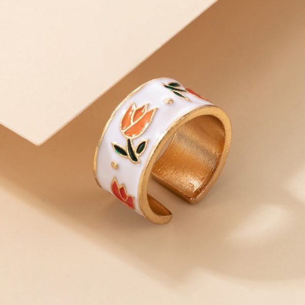 Anillo De Flor De Naranja Con Ribete Dorado - Imagen 2