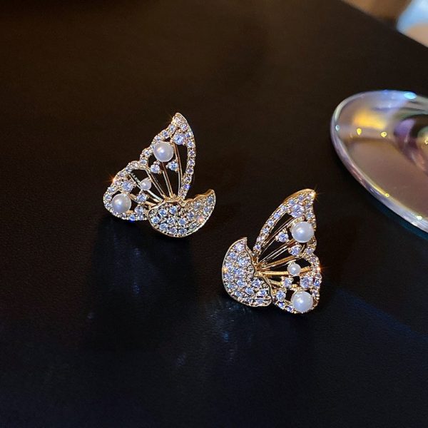 Aretes de Perlas con forma de Mariposa - Imagen 2