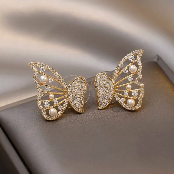 Aretes de Perlas con forma de Mariposa - Imagen 4