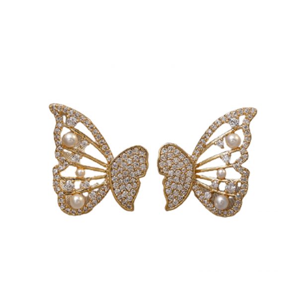 Aretes de Perlas con forma de Mariposa